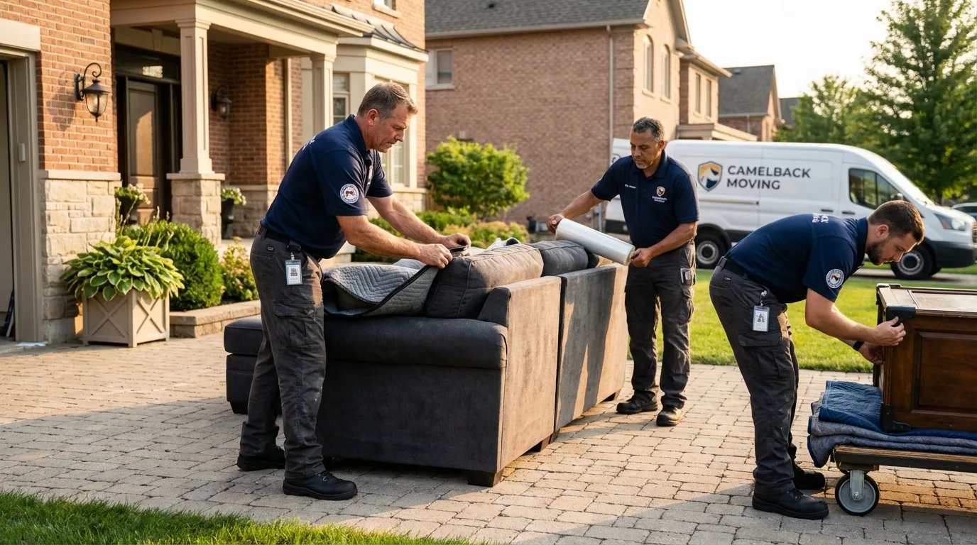 Large estate moving crew wrapping furniture in Jackson, MS