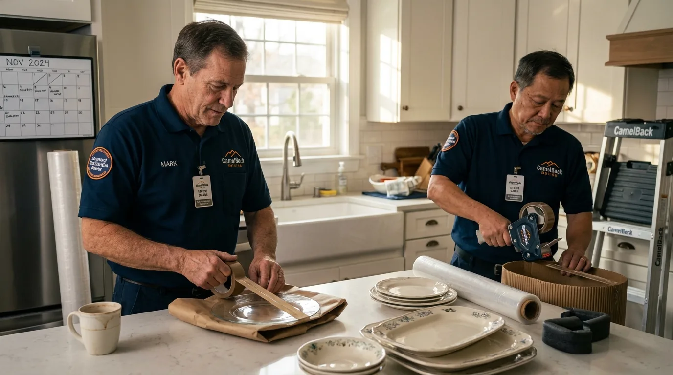 Professional crew packing kitchen dishware in Jackson, MS